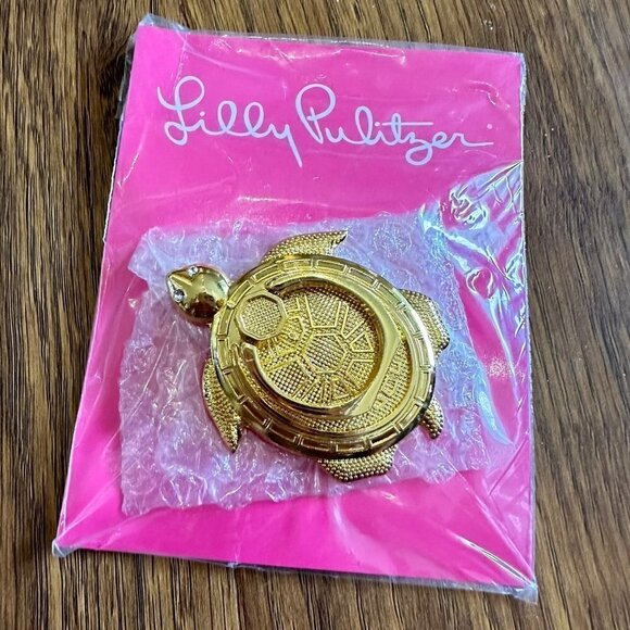 Lilly Pulitzer gold turtle phone ring - Picture 1 of 3